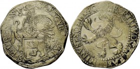 Massa di Lunigiana. Carlo I Cybo Malaspina principe, 1623-1662. Tallero del leone da 80 soldi, AR 26,64 g. CAR CYBO MAL – S R I ET MASS P Mezza figura...