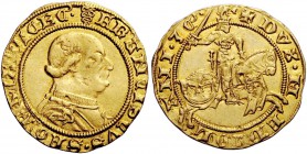 Milano. Francesco I Sforza, 1450-1466. Ducato, AV 3,52 g. Biscia FRANCISCVS SFORTIA VICEC Busto corazzato a d. Rv. + DVX MEDIOLANI 3 C. Il Duca in arm...