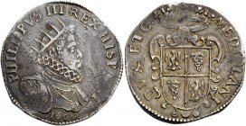 Milano. Filippo III di Spagna, 1598-1621. Ducatone 1608, AR 31,97 g. PHILIPPVS III REX HISPANI Busto radiato e corazzato a d., con colletto alla spagn...