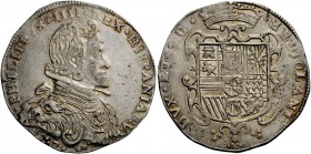 Milano. Filippo IV di Spagna, 1621-1665. Filippo 1657, AR 27,87 g. PHILIPPVS III REX HISPANIARVM Busto corazzato a d. con collare del Toson d'oro e ma...