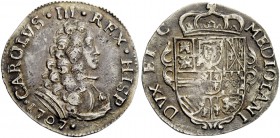 Milano. Carlo d’Asburgo, I periodo: III come re di Spagna, 1703-1725 e duca di Milano, 1707-1740. Ottavo di filippo 1707, AR 3,48 g. CAROLVS III REX H...