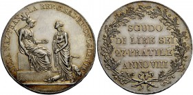 Milano. Repubblica Cisalpina, 1800-1802. Scudo da 6 lire anno VIII (1800). Pagani 8. Crippa 1. MIR 477.
Fondi lucenti, q.Fdc
