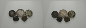 Milano. Lotto di cinque monete. Carlo III di Spagna poi VI imperatore d’Austria, 1707-1740. Da 20 soldi 1725 AR. Crippa 20/D. MIR 246. Da 10 soldi 172...