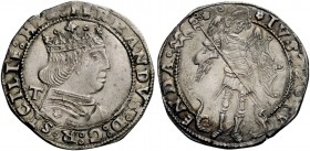 Napoli. Coronato 1488-1494, AR 3,94 g. FERRANDVS D G R SICILIE HIE Busto coronato e corazzato a d.; nel campo, a s., T (Giancarlo Tramontano, m.d.z. 1...