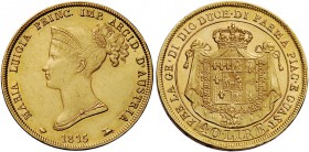 Parma. Maria Luigia d’Austria duchessa di Parma, Piacenza e Guastalla, 1815-1847. Da 40 lire 1815. Pagani 1. MIR 109/1. Friedberg 933.
q.Spl