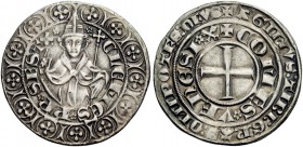 Ponte della Sorga. (§) Clemente VI (Pierre Roger de Beaufort), 1342-1352. Grosso tornese, AR 3,96 g. CLEMES PP SEST chiavi decussate Mezza figura del ...