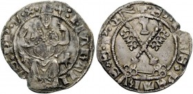 Roma. (§) Martino V (Oddone Colonna), 1417-1431. Grosso, AR 3,33 g. MARTIN – VS PP V Il Papa seduto in trono, di fronte, benedicente e con lunga croce...