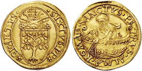 Roma. (§) Sisto IV (Francesco della Rovere), 1471-1484. Fiorino di Camera, AV 3,41 g. SIXTVS PP QVARTVS Stemma sormontato da triregno e chiavi decussa...