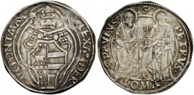 Roma. (§) Alessandro VI (Rodrigo de Borja y Borja), 1492-1503. Grosso, AR 3,28 g. ALEXANDER – VI PONT MAX Stemma sormontato da triregno e chiavi decus...