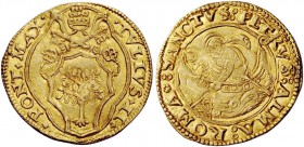 Roma. (§) Giulio II (Giuliano della Rovere), 1503-1513. Fiorino di camera, AV 3,40 g. IVLIVS II – PONT MAX Stemma decagono sormontato da triregno e ch...