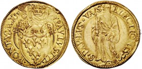 Roma. (§) Paolo III (Alessandro Farnese), 1534-1549. Scudo d’oro, AV 3,36 g. PAVLVS III –·PONT·MAX Stemma sormontato da triregno e chiavi decussate. R...