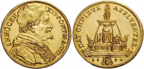 Roma. Innocenzo XII (Antonio Pignatelli), 1691-1700. Quadrupla anno IV/1694, AV 13,43 g. INNOCEN – XII PONT M A IIII Busto a d., con camauro, mozzetta...
