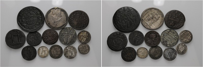Roma. (§) Lotto di tredici monete. Clemente XI, 1700-1721. Testone anno VI. Munt...