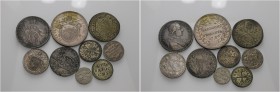 Roma. (§) Lotto di nove monete. Pio VI, 1775-1799. Mezzo scudo anno III/1777. Muntoni 23. Berman 2960. Testone anno XXII/1796. Muntoni 33. Berman 2960...