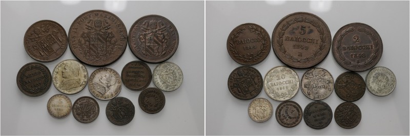 Roma. (§) Lotto di dodici monete. Pio VII, 1800-1823. Quattrino XVI/1816. Pagani...