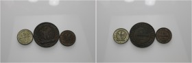 Roma. (§) Lotto di tre monete. Seconda Repubblica Romana, 1848-1849. Da 8 baiocchi 1849. Pagani 341. Da 3 baiocchi 1849. Pagani 343. Mezzo baiocco 184...