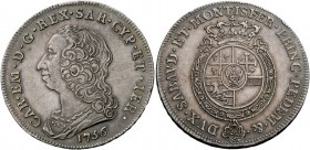 Savoia. Carlo Emanuele III, 1730-1773. II periodo: nuova monetazione, 1755-1773. Scudo nuovo da 6 lire 1756, AR 34,97 g. CAR EM D G REX SAR CYP ET IER...