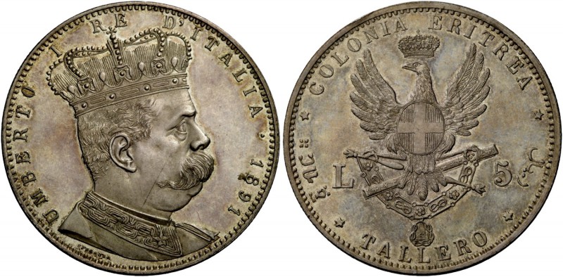Savoia. Umberto I, 1878-1900. Monetazione per la Colonia Eritrea. Tallero 1891. ...