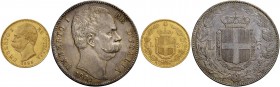 Savoia. Lotto di due monete. Da 20 lire 1893. Pagani 587. Da 5 lire 1879. Pagani 590.
Da q.Spl a q.Fdc
