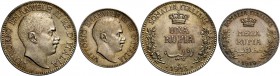 Savoia. Lotto di due monete. Monetazione per la Somalia italiana. Rupia 1913. Pagani 960. Mezza rupia 1919. Pagani 970.
Rare. Spl