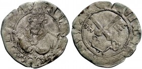 Viterbo. (§) Clemente VII antipapa (Robert dei Conti di Genevois), 1378-1394. Bolognino papale, AR 1,05 g. CLEME PP VII Busto mitrato di fronte. Rv. E...