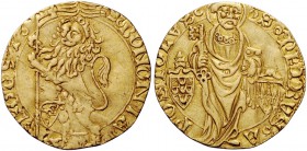 Pio II (Enea Silvio Piccolomini), 1458-1464. Bologna. Ducato o bolognino, AV 2,84 g. BONONIA – DOCET Leone vessillifero rampante a s.; nel campo a s.,...
