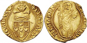 Pio II (Enea Silvio Piccolomini), 1458-1464. Mantova. Ducato papale, AV 3,46 g. + PIVS PAPA – SECVNDVS crescente (segno di zecchiere non identificato)...