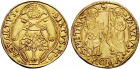 Sisto IV (Francesco della Rovere), 1471-1484. Ducato papale, AV 3,46 g. SIXTVS PP rosetta (segno di Pier Paolo della Zecca) – rosetta QVARTVS Stemma s...