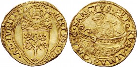 Sisto IV (Francesco della Rovere), 1471-1484. Fiorino di camera, AV 3,37 g. SIXTVS P IIII – AN IVBILEI Stemma sormontato da triregno e chiavi decussat...