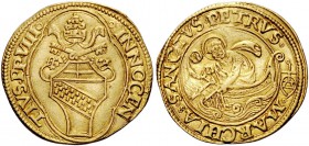 Innocenzo VIII (Giovan Battista Cybo), 1484-1492. Ancona. Fiorino di camera, AV 3,36 g. INNOCEN – TIVS PP VIII Stemma sormontato da triregno e chiavi ...
