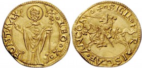 Leone X (Giovanni de’Medici), 1513-1521. Ancona. Ducato papale, AV 3,43 g. LEO X - PONT MAX S. Ciriaco, nimbato e mitrato, stante di fronte e benedice...