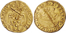Leone X (Giovanni de’Medici), 1513-1521. Bologna. Fiorino di camera, AV 3,34 g. LEO X PO – N MAXIMVS Stemma sormontato da triregno e chiavi decussate ...