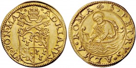 Adriano VI (Adriaan Florensz), 1522-1523. Fiorino di camera, AV 3,38 g. ADRIANVS – VI PONT MAX Stemma sormontato da triregno e chiavi decussate. Rv. t...