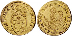 Clemente VII (Giulio de’Medici), 1523-1534. Fiorino di camera, AV 3,39 g. CLEMEN VII – PONT MAX Stemma sormontato da triregno e chiavi decussate; gigl...