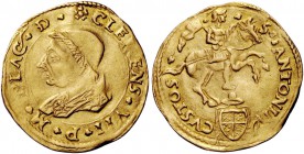 Clemente VII (Giulio de’Medici), 1523-1534. Piacenza. Ducato papale, AV 3,40 g. CLEMENS VII P M PLAC D Busto a s., con piviale ornato. Rv. S ANTONINV ...