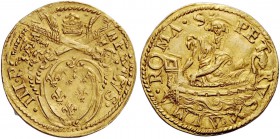 Paolo III (Alessandro Farnese), 1534-1549. Fiorino di camera, AV 3,38 g. PAVLVS – III PO M Stemma sormontato da triregno e chiavi decussate con cordon...