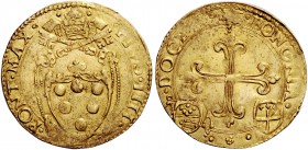 Pio IV (Giovannangelo de’Medici), 1559-1565. Bologna. Scudo del sole (1560), AV 3,32 g. PIVS IIII – PONT MAX Stemma sormontato da triregno e chiavi de...