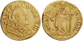 Paolo V (Camillo Borghese), 1605-1621. Scudo anno XIII/1617, AV 3,34 g. PAVLVS V PO M A XIII Busto con piviale a fiorami a d.; sotto, 1617 Rv. S PAVLV...