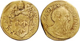 Urbano VIII (Maffeo Barberini), 1623-1644. Scudo anno IV, AV 3,32 g. VRB VIII – P M A IIII Stemma sormontato da triregno e chiavi decussate. Rv. S PAV...