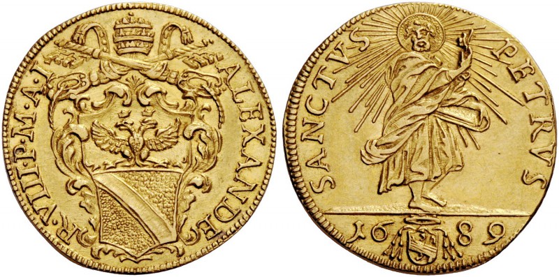 Alessandro VIII (Pietro Ottoboni), 1689-1691. Scudo anno I, AV 3,34 g. ALEXANDE ...