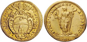 Clemente XI (Gianfrancesco Albani), 1700-1721. Scudo anno XVIII, AV 3,33 g. CLEMENS XI – PONT M A XVIII Stemma, in cartella a volute, sormontato da tr...