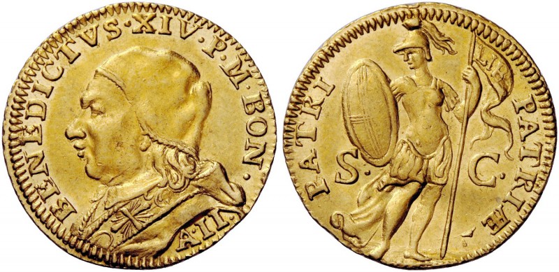 Benedetto XIV (Prospero Lambertini), 1740-1758. Bologna. Zecchino anno II, AV 3,...