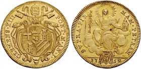 Clemente XIII (Carlo Rezzonico), 1758-1769. Doppio zecchino anno I/1759, AV 6,84 g. CLEMENS XIII – PONT M A I Stemma sormontato da triregno e chiavi d...