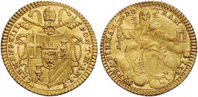 Clemente XIII (Carlo Rezzonico), 1758-1769. Mezzo zecchino anno I/1758, AV 1,70 g. CLEMENS XIII – PONT M A I Stemma sormontato da triregno e chiavi de...