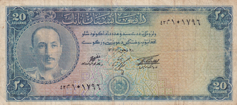 Afghanistan, 20 Afghanis, 1951, VF, p31b
There are stains and openings.
Estima...