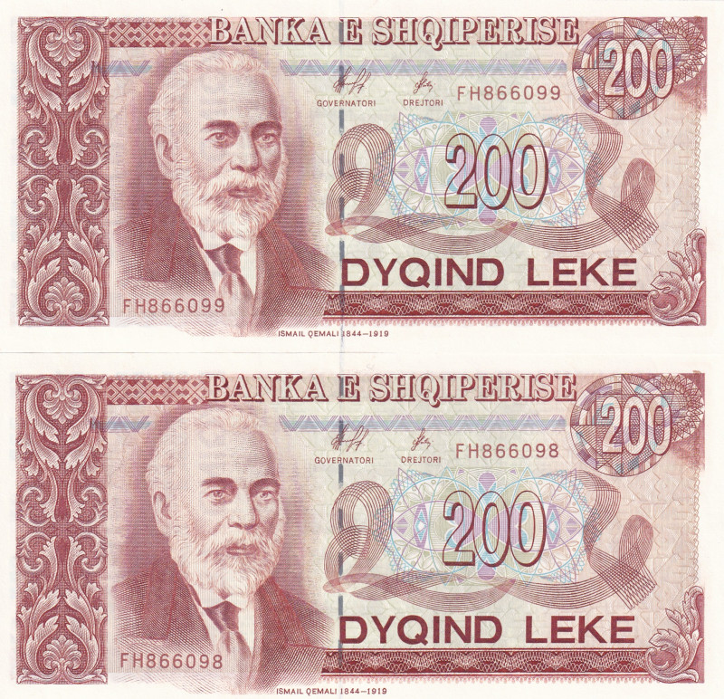 Albania, 200 Leke, 1996, UNC, p63, (Total 2 consecutive banknotes)
Estimate: US...