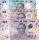 Angola, 200-500-1.000 Kwanzas, 2020, UNC, pNew, (Total 3 banknotes)
Polymer plastics banknote
Estimate: USD 20-40