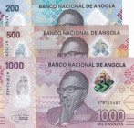 Angola, 200-500-1.000 Kwanzas, 2020, UNC, pNew, (Total 3 banknotes)
Polymer plastics banknote
Estimate: USD 20-40