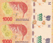 Argentina, 1.000 Pesos, 2017, p366, (Total 2 banknotes)
AUNC; UNC
Estimate: USD 20-40