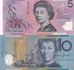 Australia, 5-10 Dollars, 2013/2015, UNC, p57; p58, (Total 2 banknotes)
Polymer plastics banknote
Estimate: USD 20-40